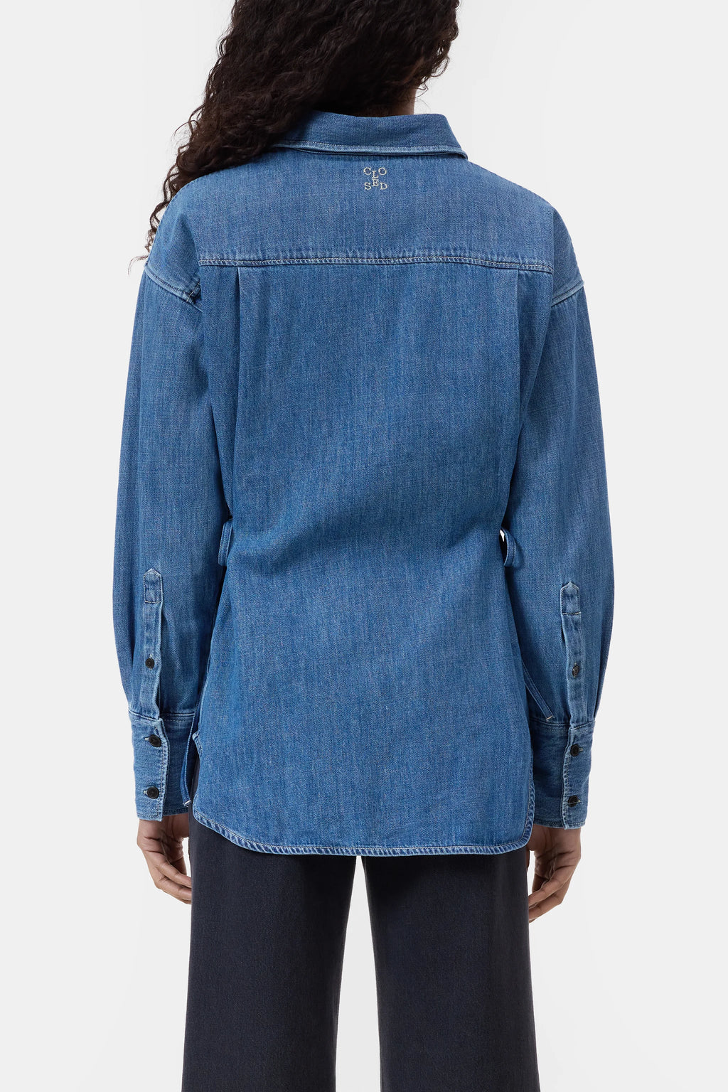 Denim blouse with side ties