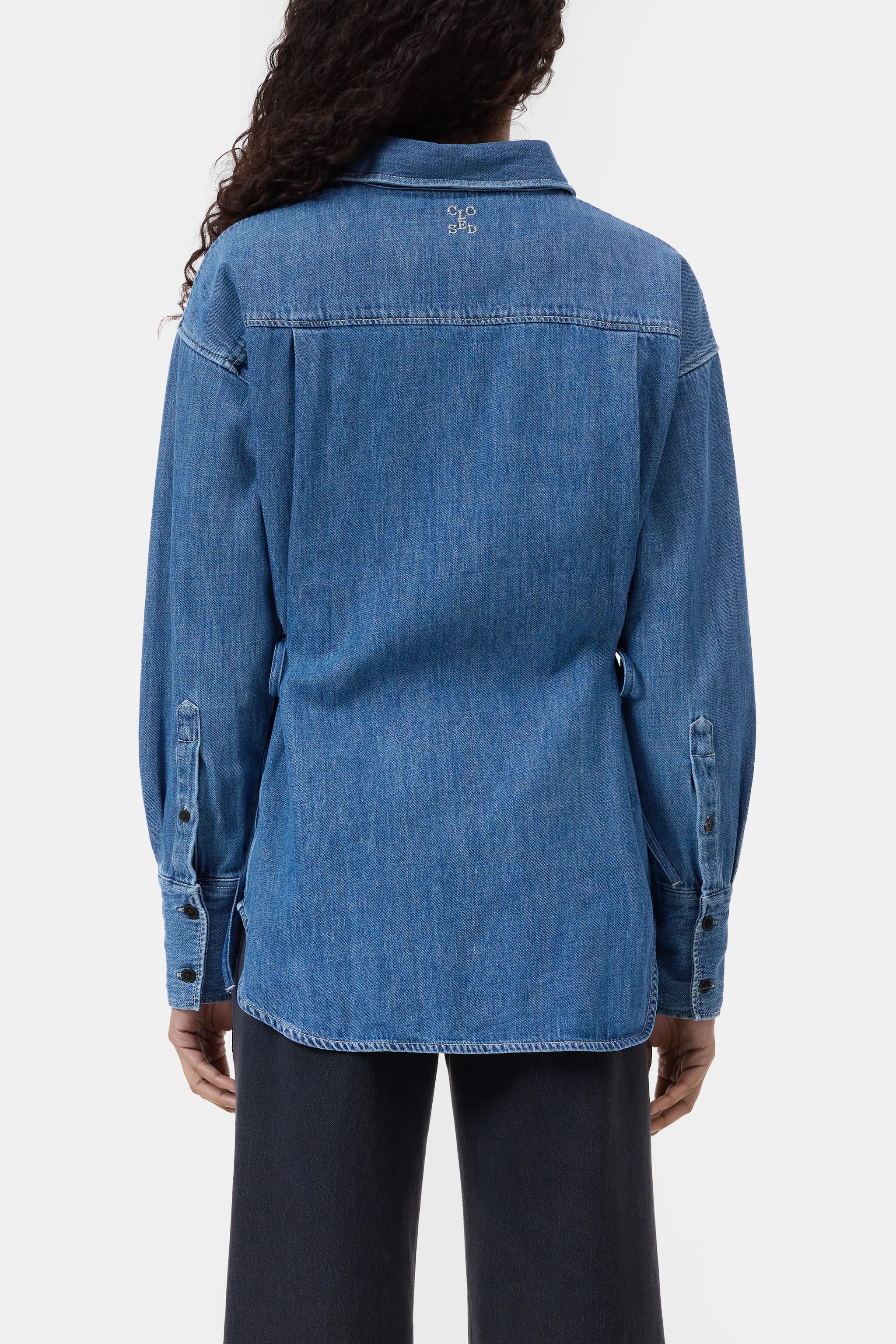 Denim blouse with side ties