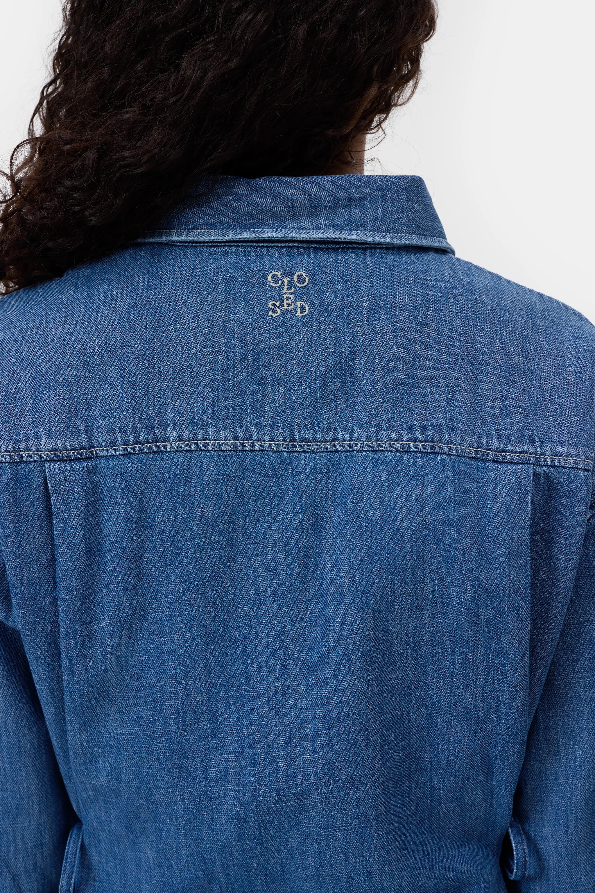 Denim blouse with side ties