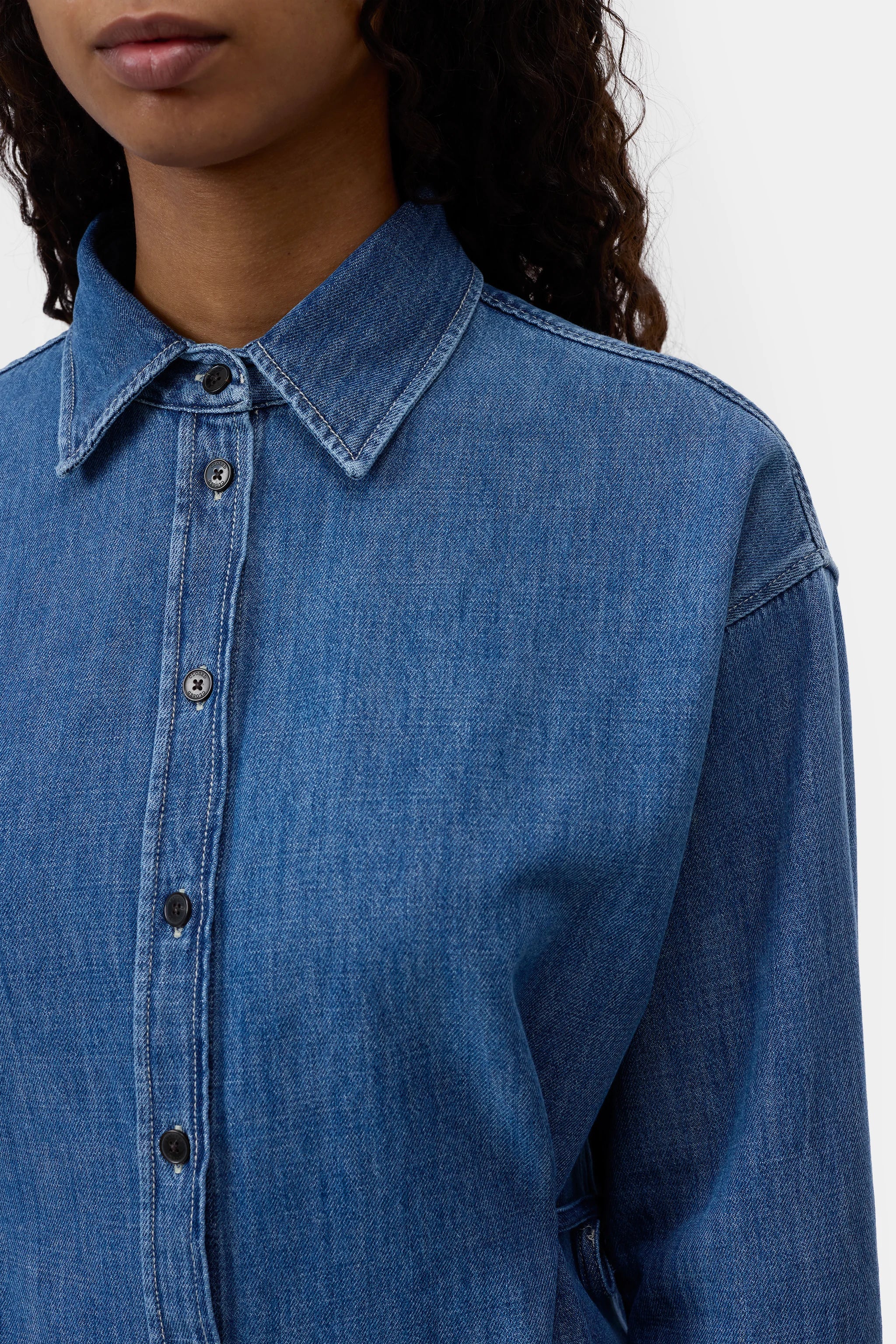 Denim blouse with side ties