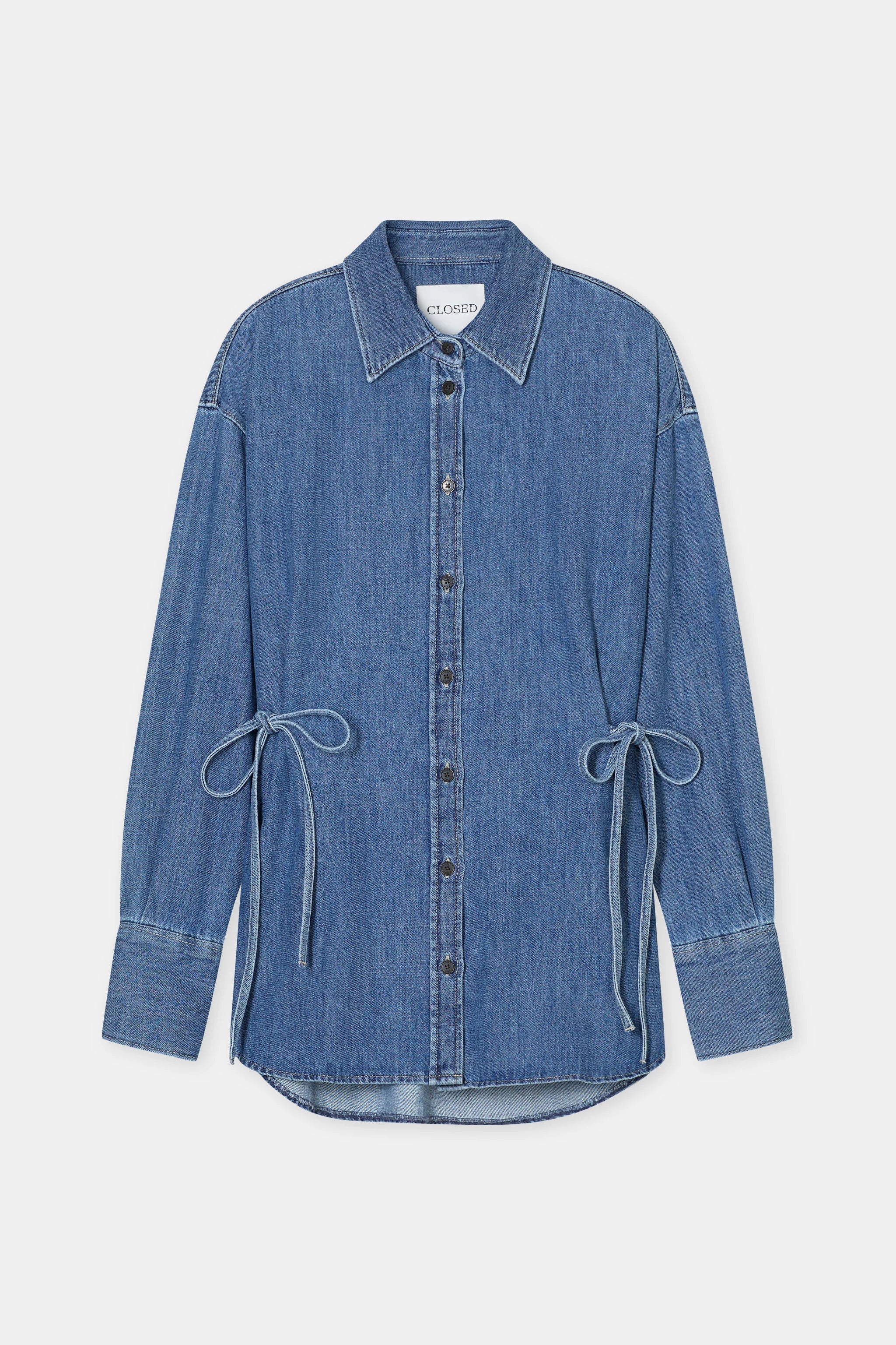 Denim blouse with side ties